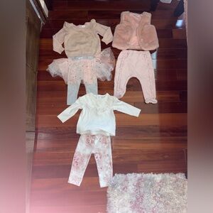Miniclasix bundle fur vest leggings pants tutu pink cream size 9 months